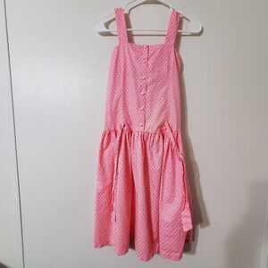 Vintage Anne Savoy Girls Sz 12 Sundress Pink With White Polka-dots